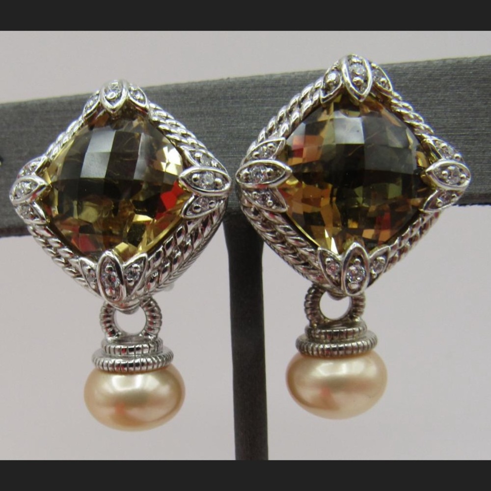 JUDITH RIPKA Citrine CLIP ON Earrings